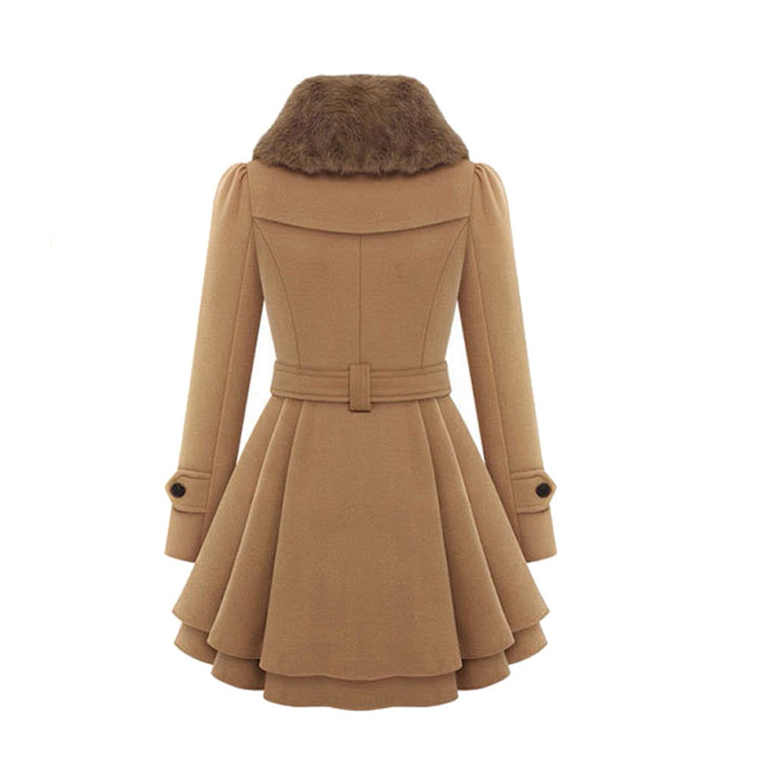 Women's Structured Plush Collar Tailored Coat for Casual and Evening Wear