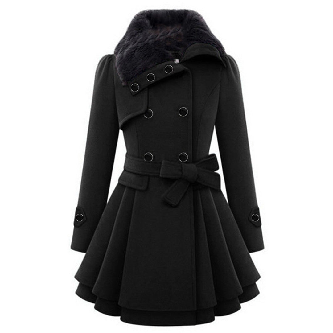 Women's Structured Plush Collar Tailored Coat for Casual and Evening Wear