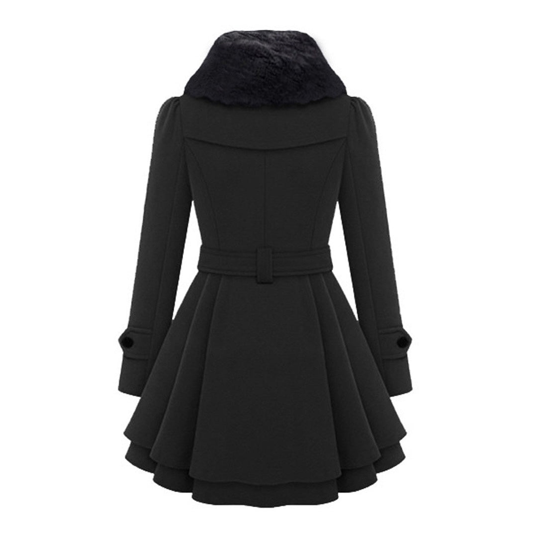 Women's Structured Plush Collar Tailored Coat for Casual and Evening Wear