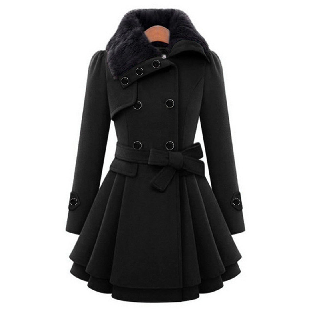 Women's Structured Plush Collar Tailored Coat for Casual and Evening Wear