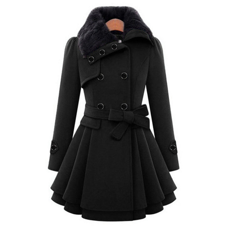 Women's Structured Plush Collar Tailored Coat for Casual and Evening Wear