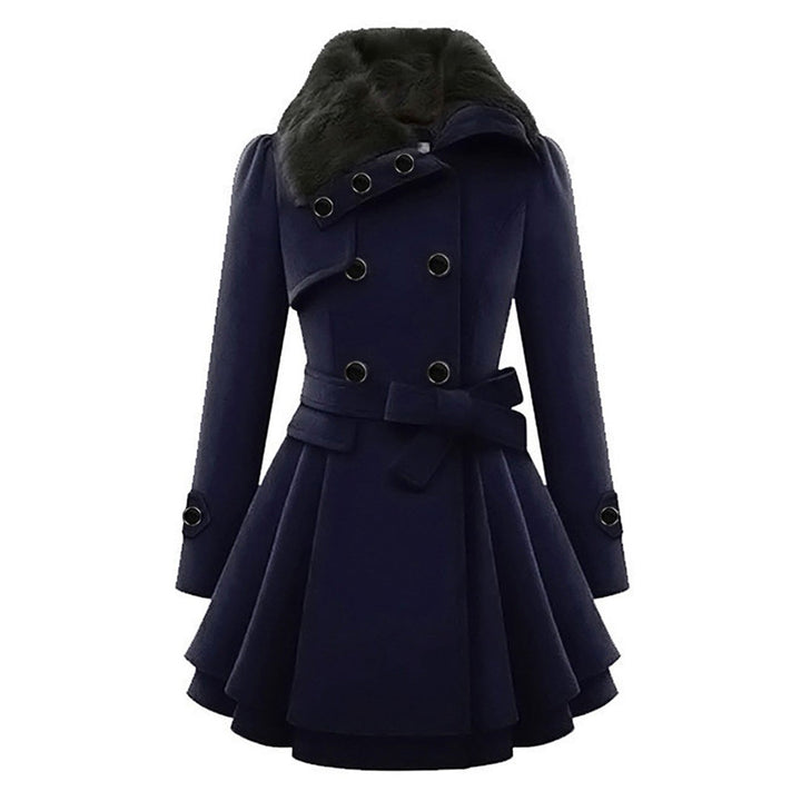 Women's Structured Plush Collar Tailored Coat for Casual and Evening Wear
