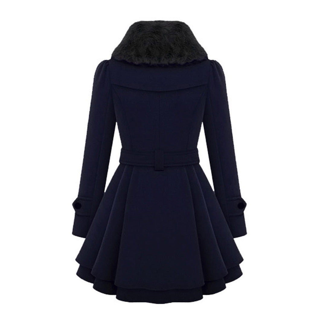 Women's Structured Plush Collar Tailored Coat for Casual and Evening Wear