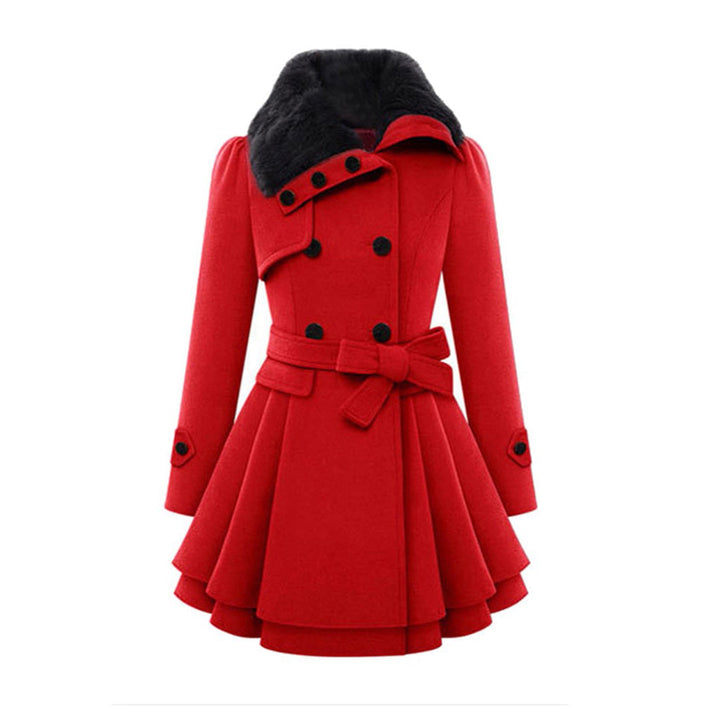 Women's Structured Plush Collar Tailored Coat for Casual and Evening Wear
