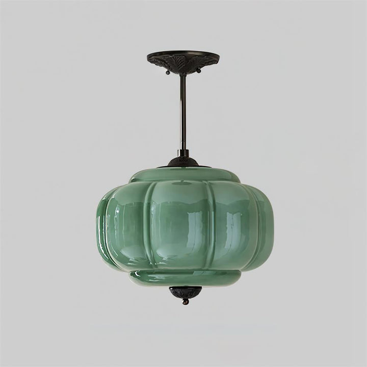 Eldio Green Glass Semi Flush Mount Light
