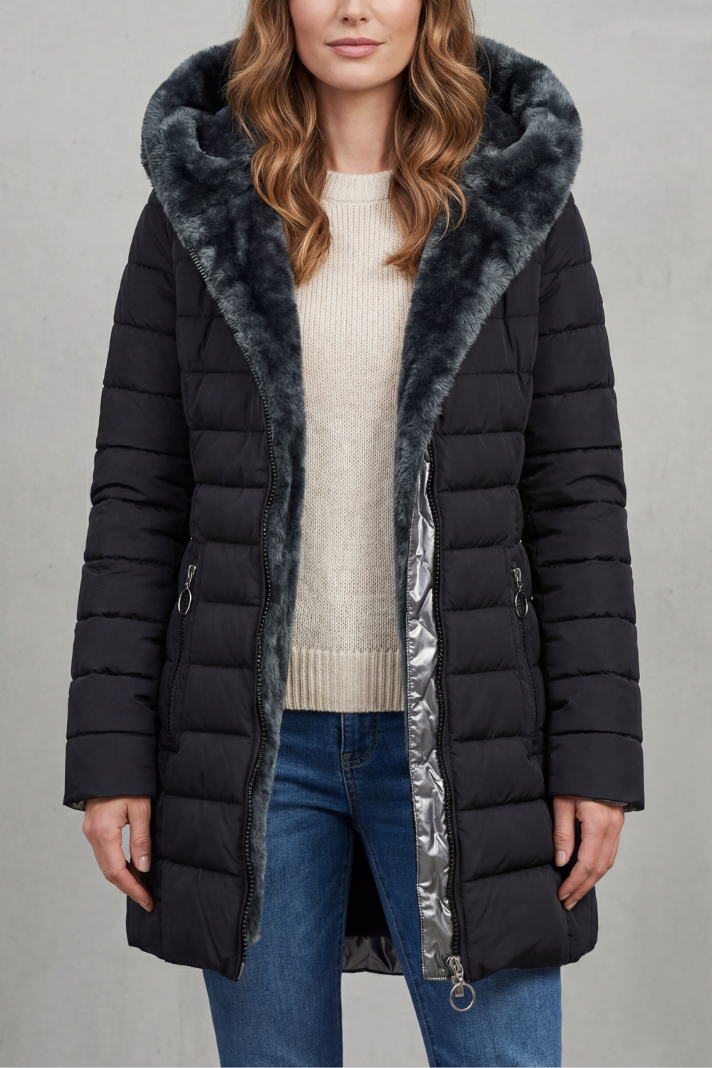 Women's Luxe Faux Fur Lined Winter Parka Coat