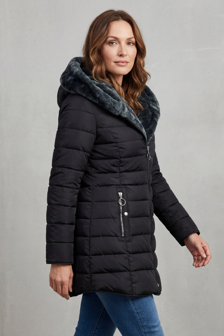 Women's Luxe Faux Fur Lined Winter Parka Coat