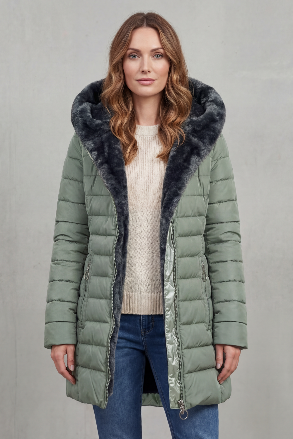 Women's Luxe Faux Fur Lined Winter Parka Coat