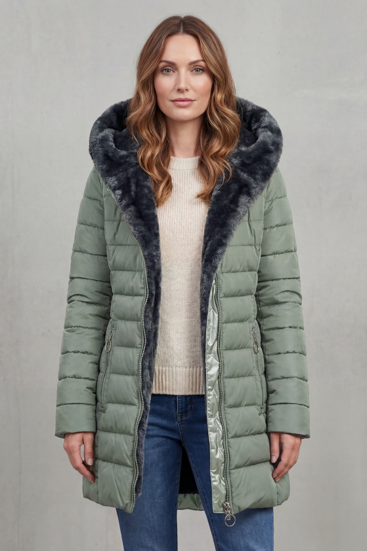 Women's Luxe Faux Fur Lined Winter Parka Coat