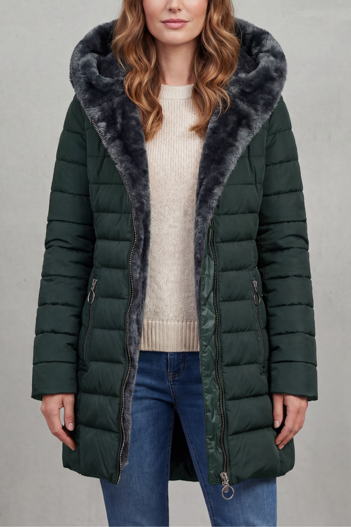 Women's Luxe Faux Fur Lined Winter Parka Coat