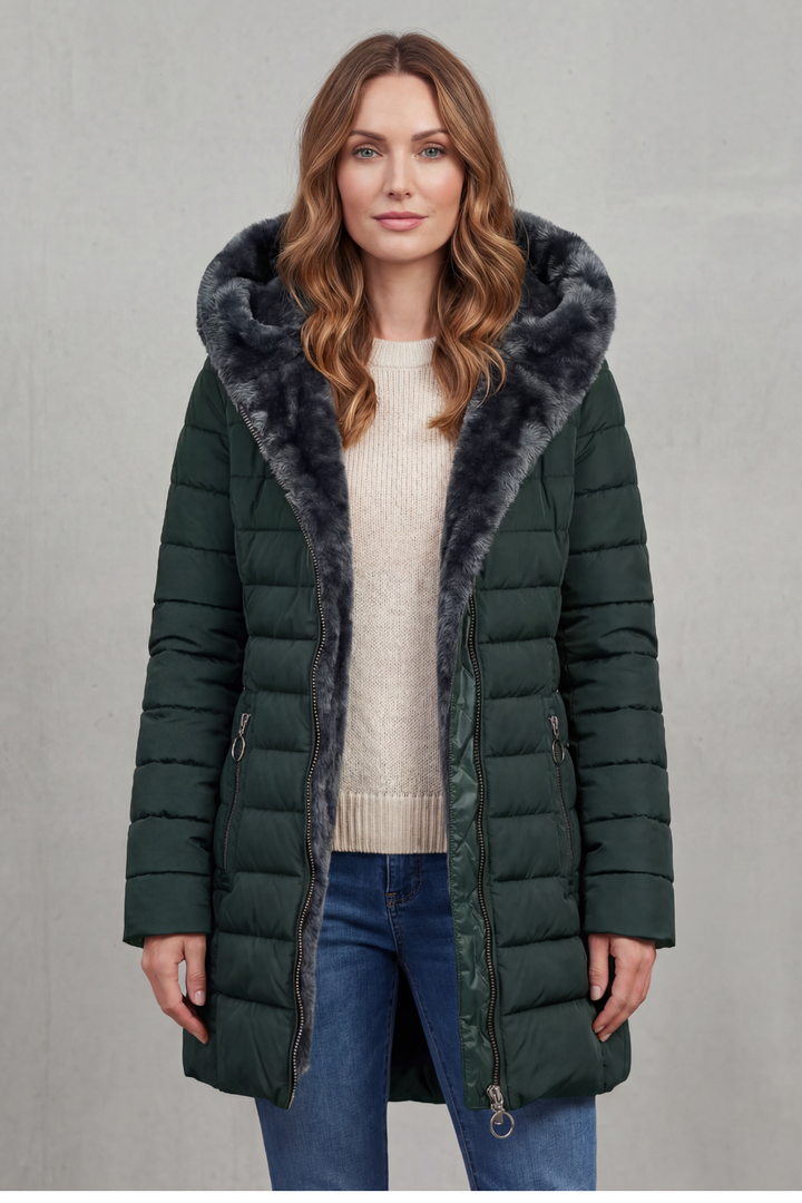 Women's Luxe Faux Fur Lined Winter Parka Coat