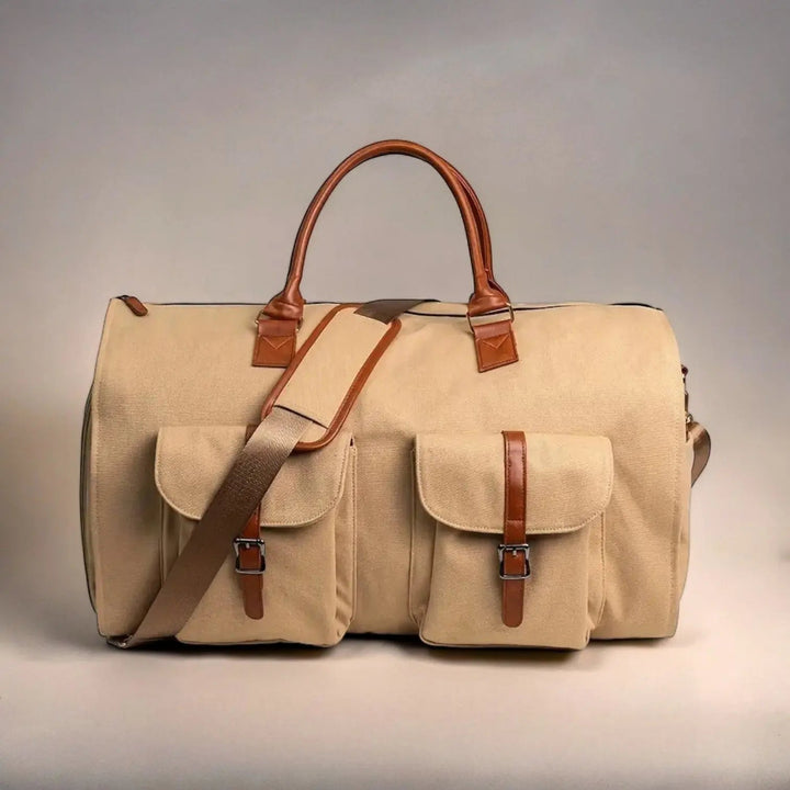 Convertible Leather Travel Weekender Duffle - 2-in-1 Garment & Carry-On Bag