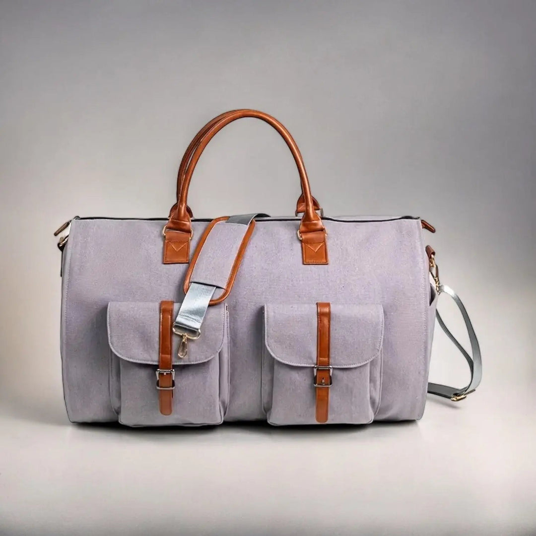 Convertible Leather Travel Weekender Duffle - 2-in-1 Garment & Carry-On Bag