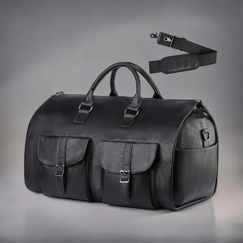 Convertible Leather Travel Weekender Duffle - 2-in-1 Garment & Carry-On Bag