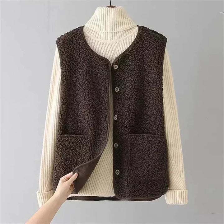 Women's Plush Sherpa Sleeveless Vest – Warm, Lightweight & Casual Layering