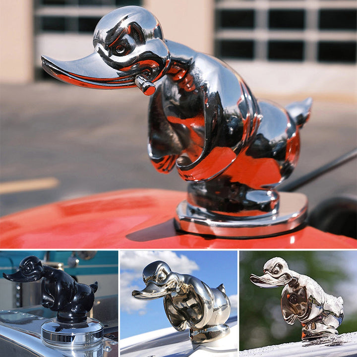 Classic Angry Duck Chrome Radiator Emblem – Universal Fit Hood Ornament