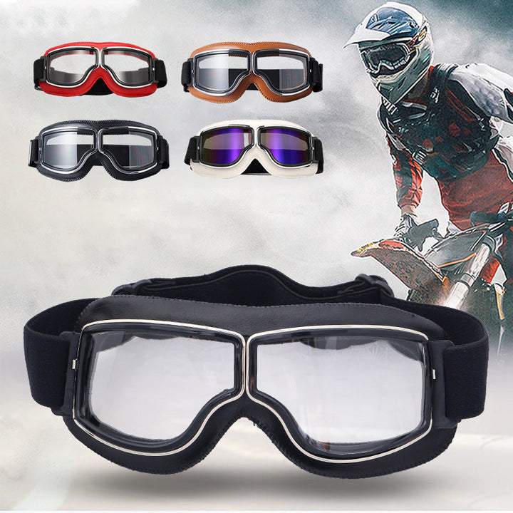 Retro Aviator Over-Glasses Motorcycle Goggles – Leather Foldable Design