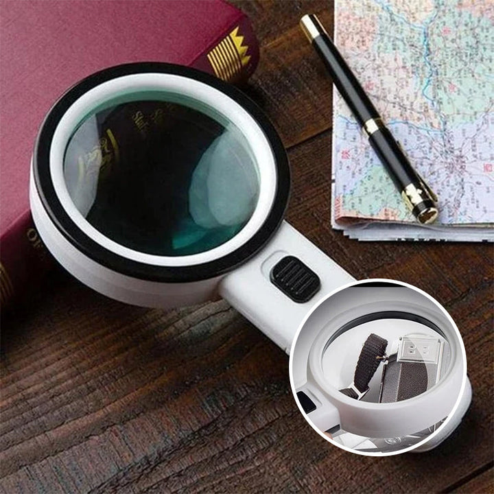 Premium LED Reading Magnifier with 30x Optical Zoom and Polished Glass Lens