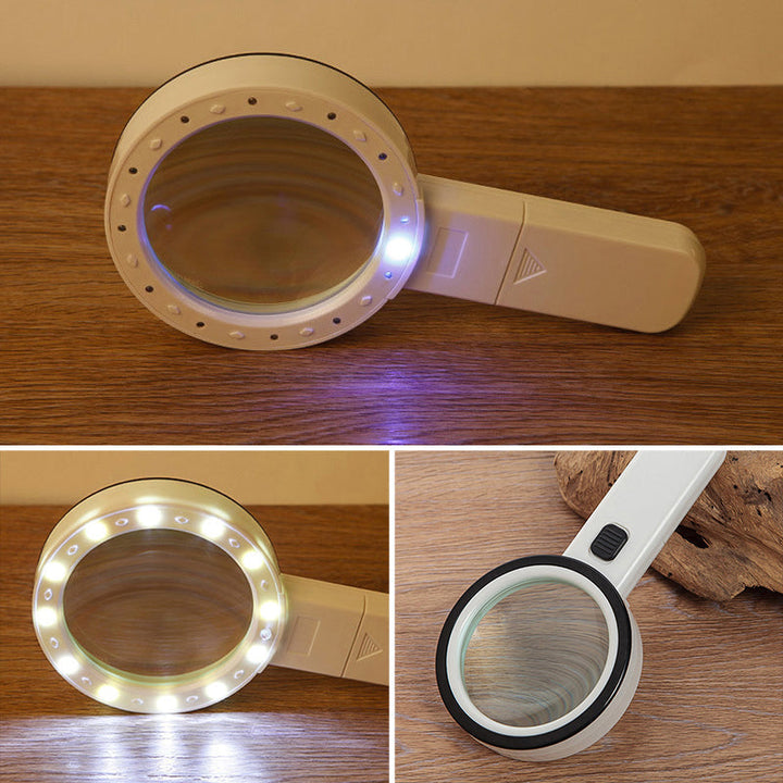 Premium LED Reading Magnifier with 30x Optical Zoom and Polished Glass Lens