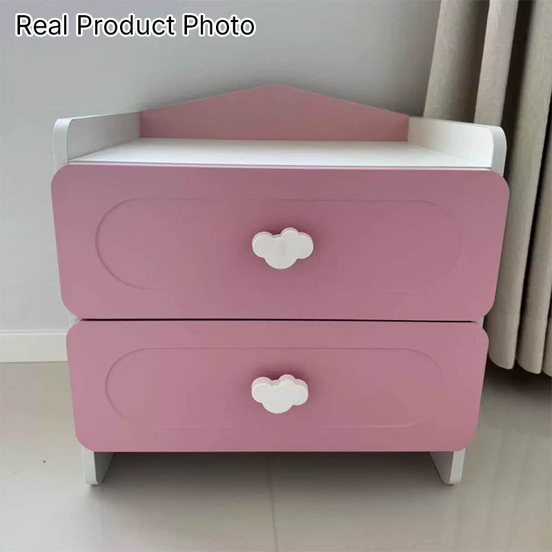 Contemporary Creative Children's Square MDF Nightstand 2-Drawers for Bedroom