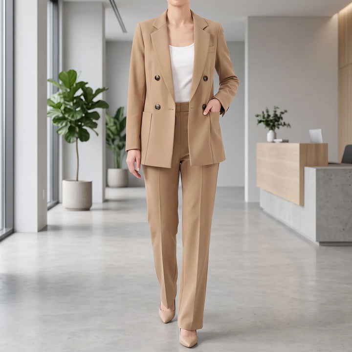 Classic Double-Breasted Formal Pant Suit - Tailored Two-Piece Set