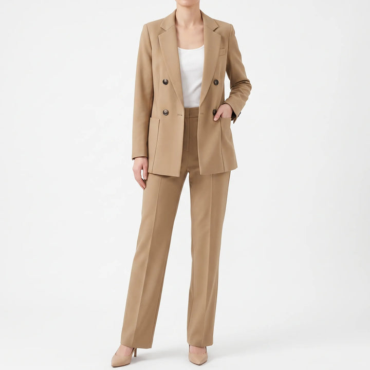 Classic Double-Breasted Formal Pant Suit - Tailored Two-Piece Set