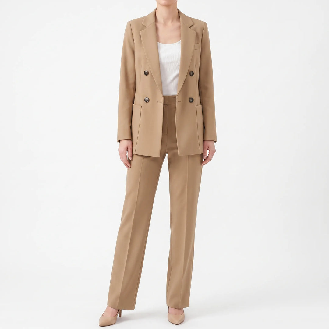 Classic Double-Breasted Formal Pant Suit - Tailored Two-Piece Set