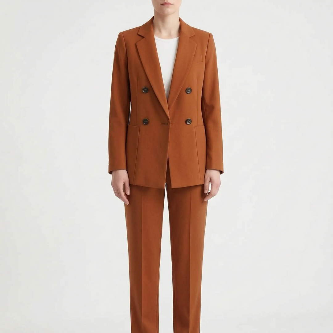 Classic Double-Breasted Formal Pant Suit - Tailored Two-Piece Set