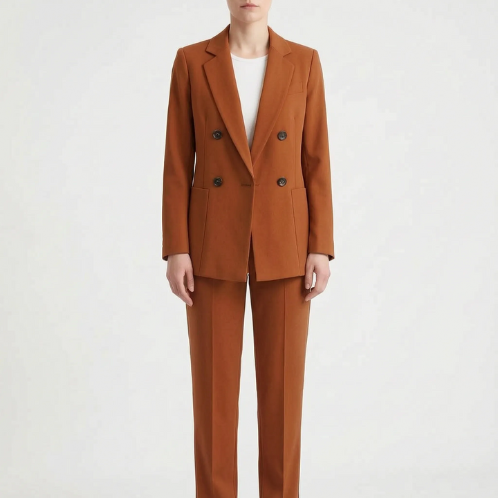 Classic Double-Breasted Formal Pant Suit - Tailored Two-Piece Set