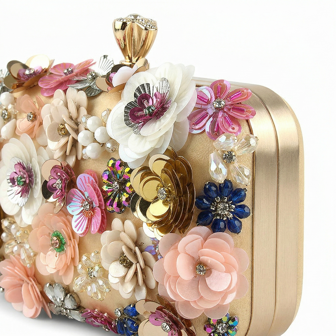 Flora – Floral Sequin Evening Clutch Bag