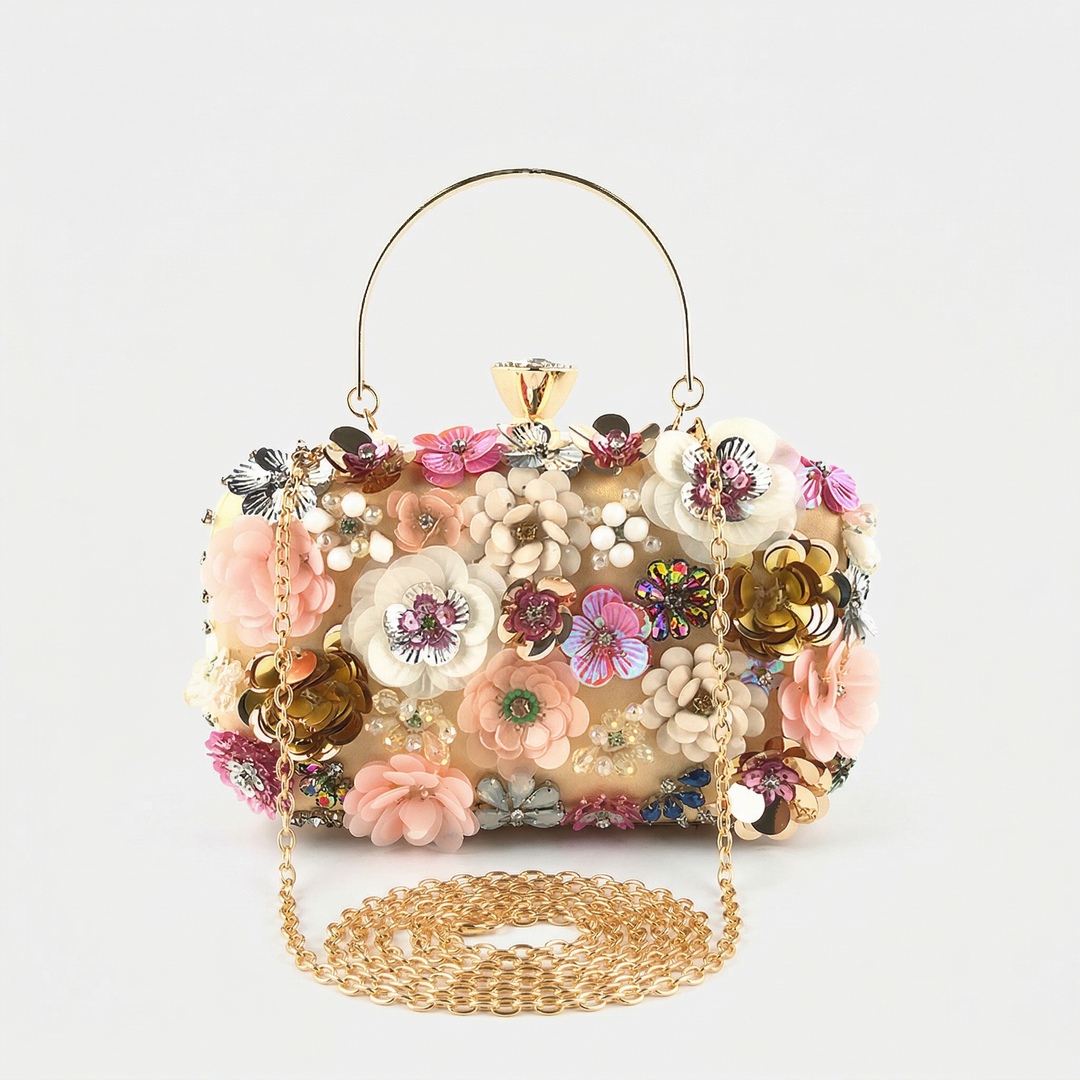 Flora – Floral Sequin Evening Clutch Bag