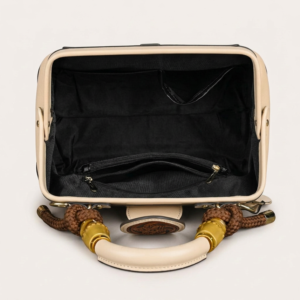 Flora – Tooled Leather Doctor Bag, Top Handle Satchel Purse