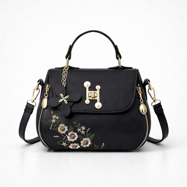 Florie – Floral Embroidered Vegan Cowhide Crossbody Bag