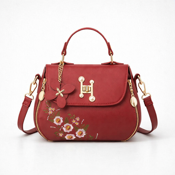 Florie – Floral Embroidered Vegan Cowhide Crossbody Bag