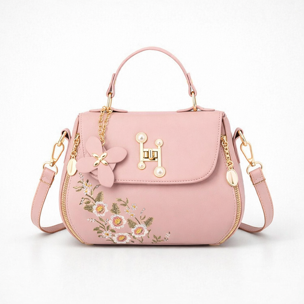 Florie – Floral Embroidered Vegan Cowhide Crossbody Bag