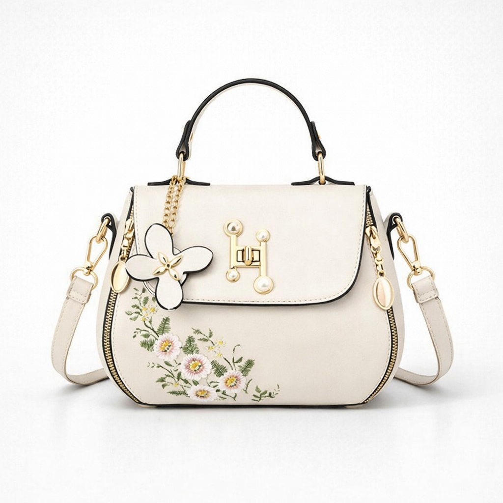 Florie – Floral Embroidered Vegan Cowhide Crossbody Bag