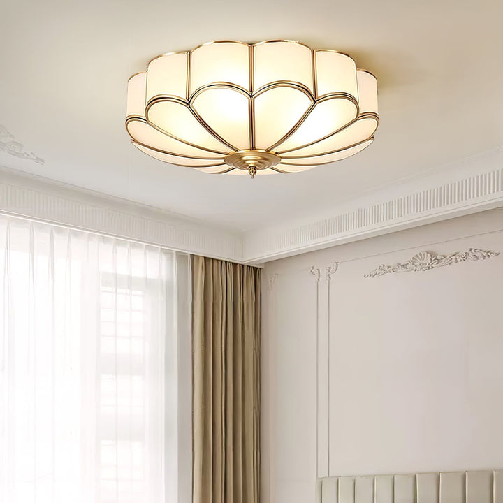 Ulira Ceiling Lamp Flower Shape Frosted Glass Brass