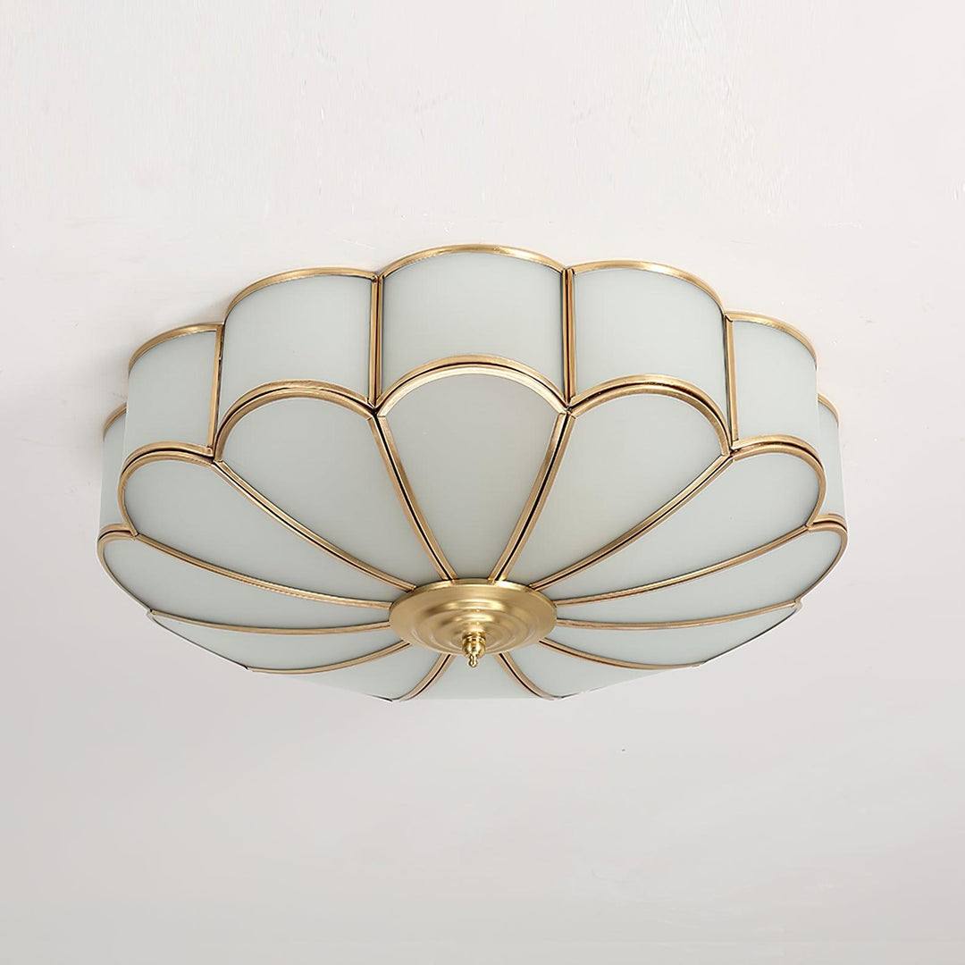 Ulira Ceiling Lamp Flower Shape Frosted Glass Brass