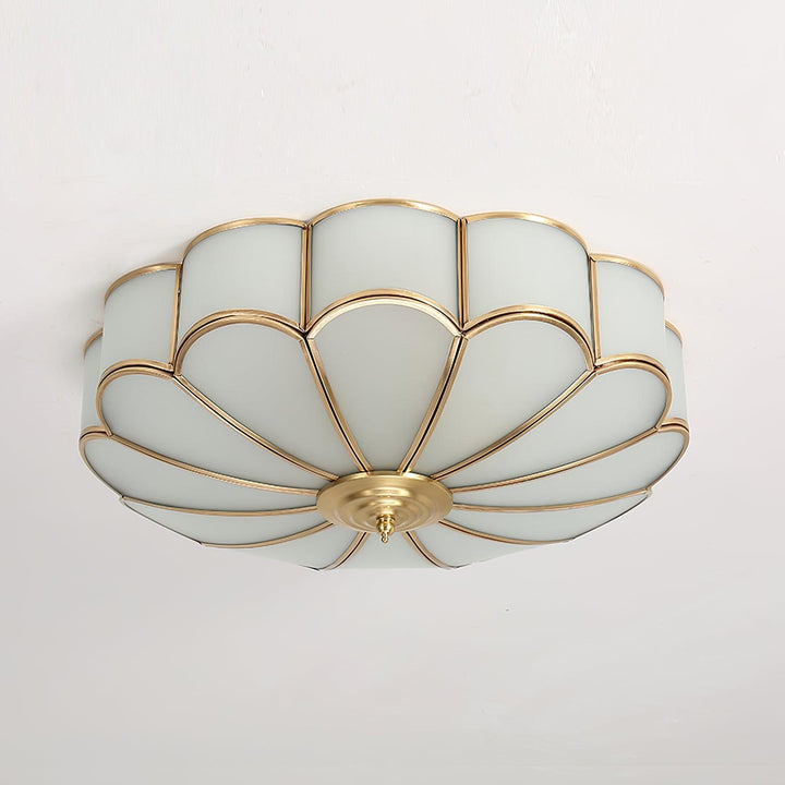 Ulira Ceiling Lamp Flower Shape Frosted Glass Brass