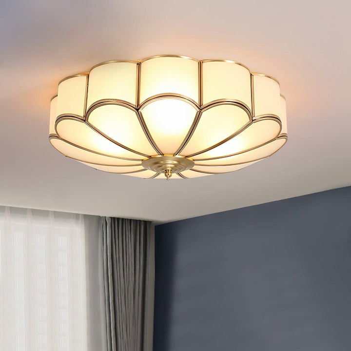 Ulira Ceiling Lamp Flower Shape Frosted Glass Brass