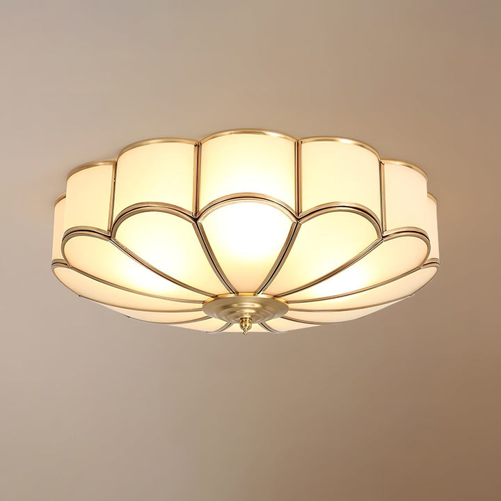 Ulira Ceiling Lamp Flower Shape Frosted Glass Brass