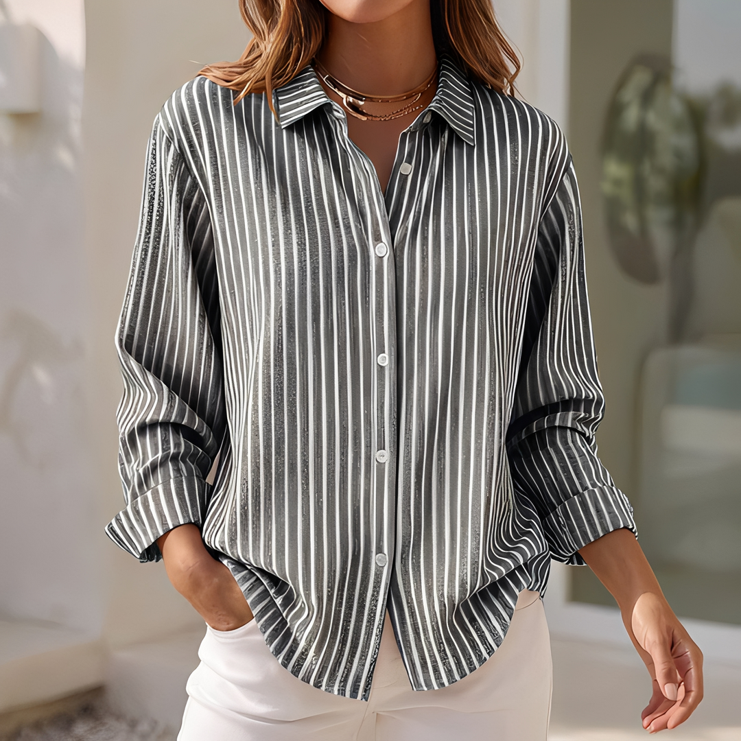 Coastal Stripe Summer Shirt - Loose Fit for Women