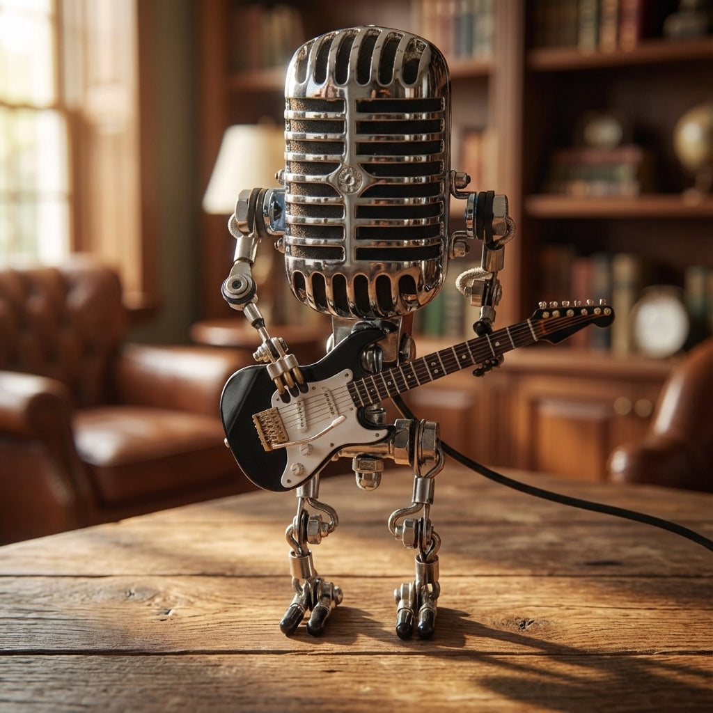 Robot Guitarist Desk Lamp with Warm LED Light