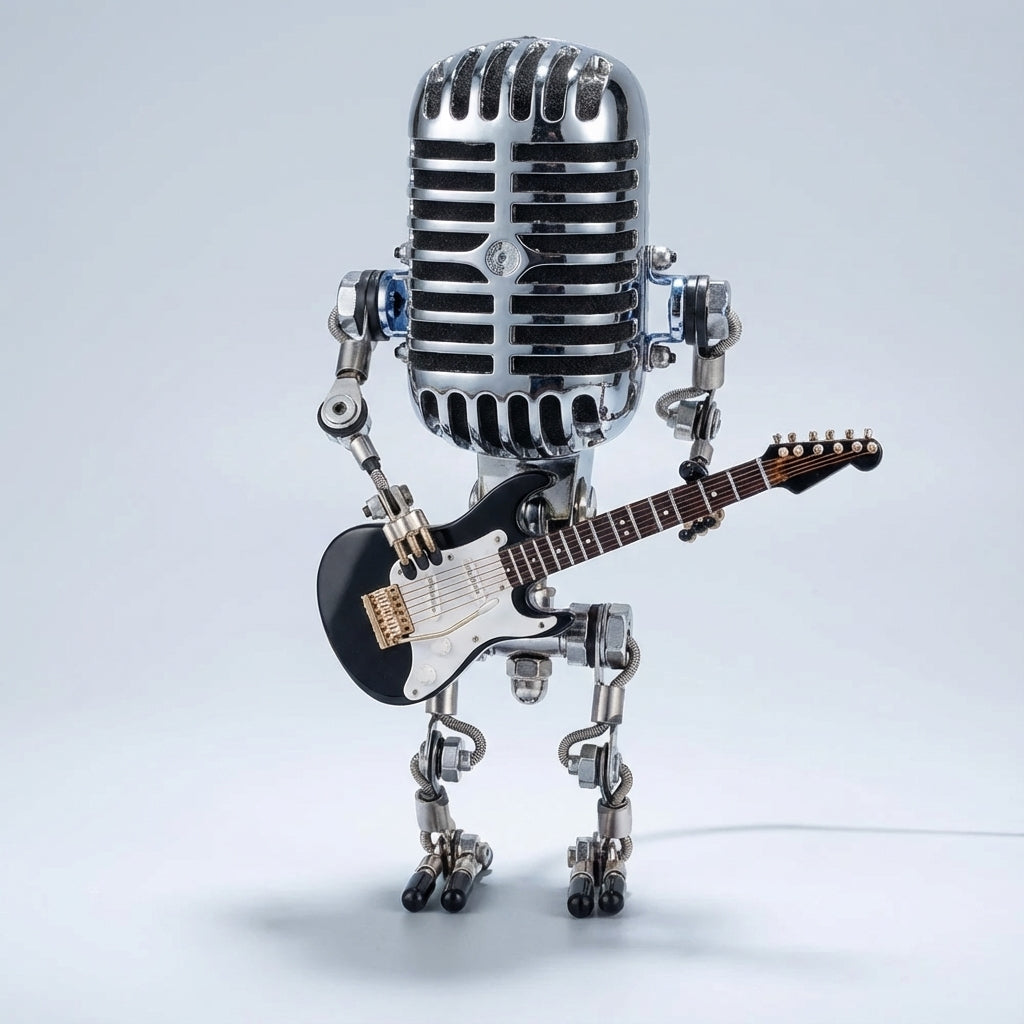 Robot Guitarist Desk Lamp with Warm LED Light