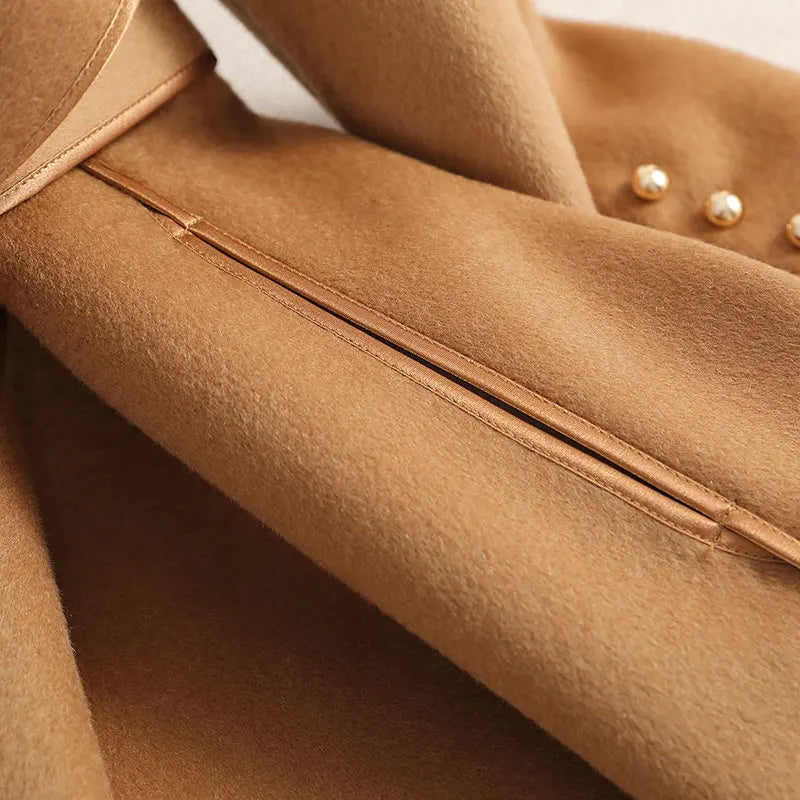 Women's Classic Wool Trench Coat with Adjustable Belt – Tailored Fit for Office to Casual