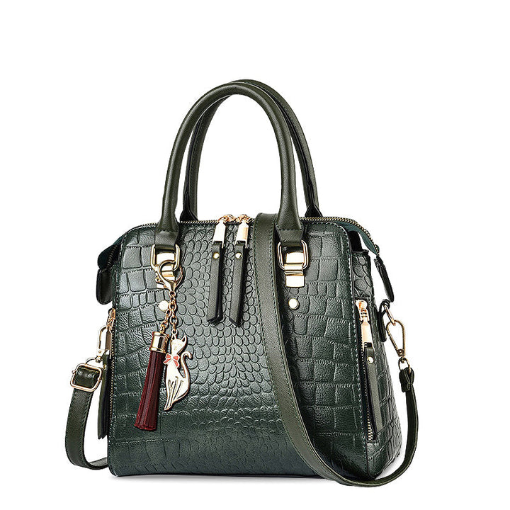 Luxara – Croc Embossed Vegan Cowhide Top Handle Shoulder Bag