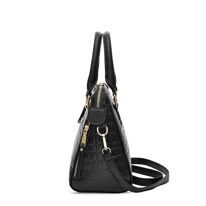 Luxara – Croc Embossed Vegan Cowhide Top Handle Shoulder Bag