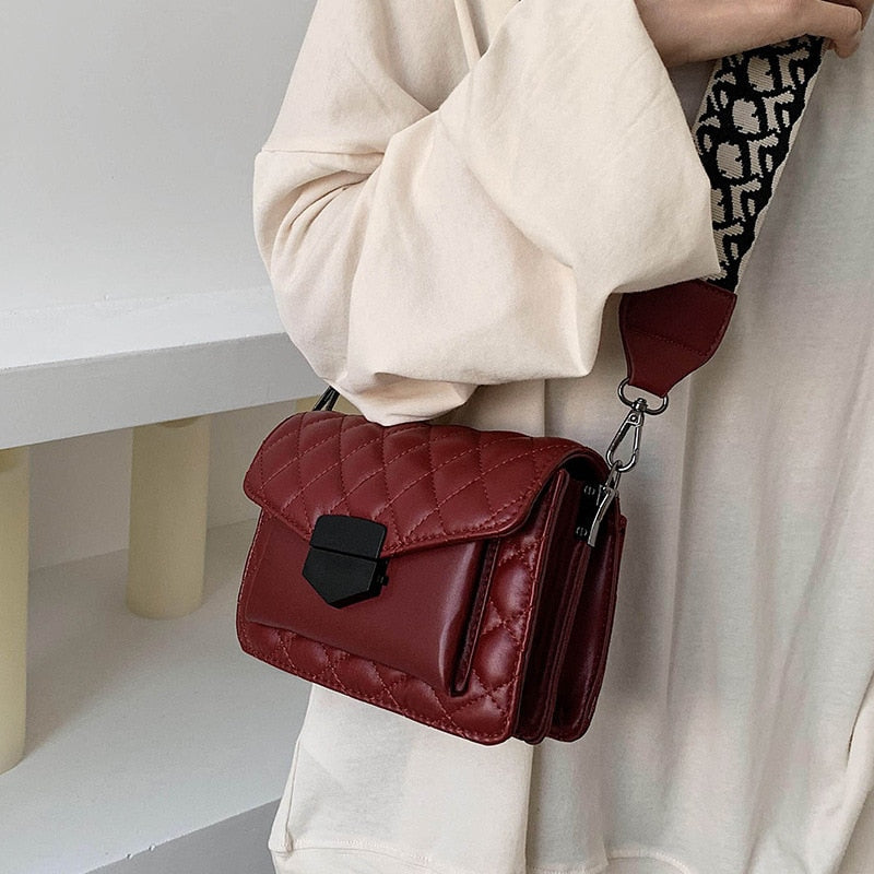 Demi – Quilted Vegan Leather Crossbody Bag with Wide Strap