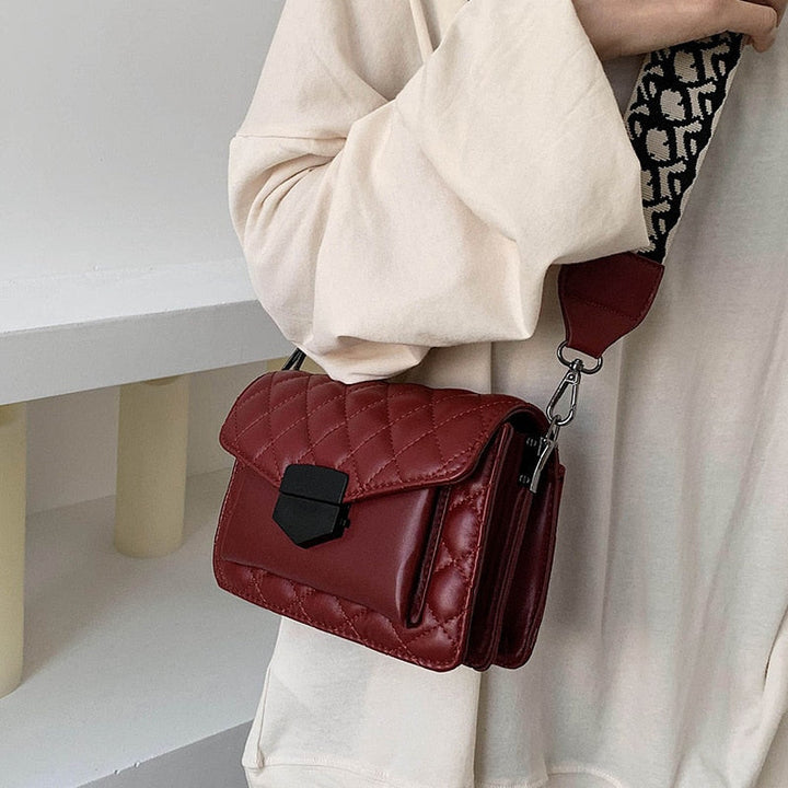 Demi – Quilted Vegan Leather Crossbody Bag with Wide Strap