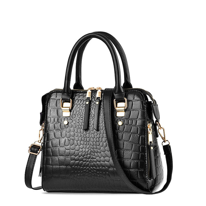 Luxara – Croc Embossed Vegan Cowhide Top Handle Shoulder Bag